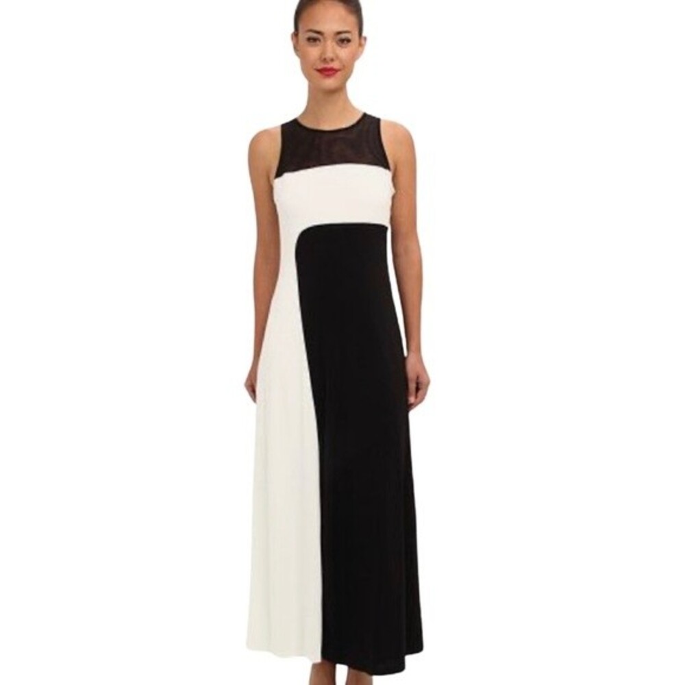 Milano black and white color block maxi dress size medium